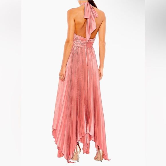 Mac Duggal Pink 11302
Pleated Halter Neck Asymmetrical Hem Gown Maxi Dress 8 - Picture 3 of 13